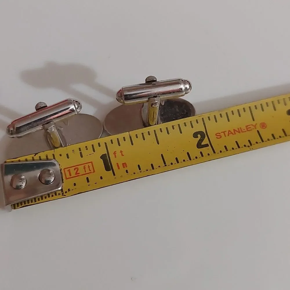 Vintage Anson Oval Starburst Intaglio Silver Tone Cufflinks